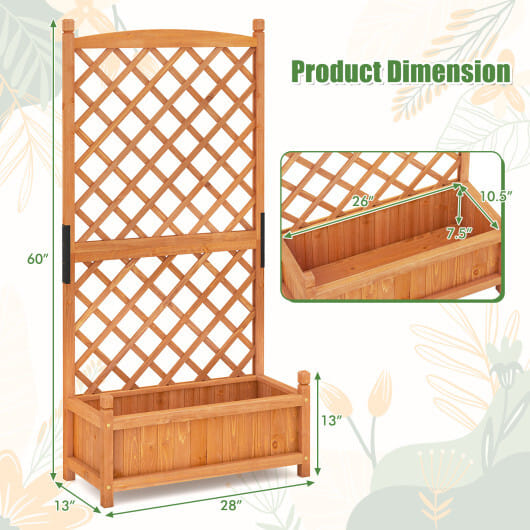 60 Inch Tall Raised Garden Bed with Diamond Lattice Trellis and Drainage Holes-Orange - Color: Orange