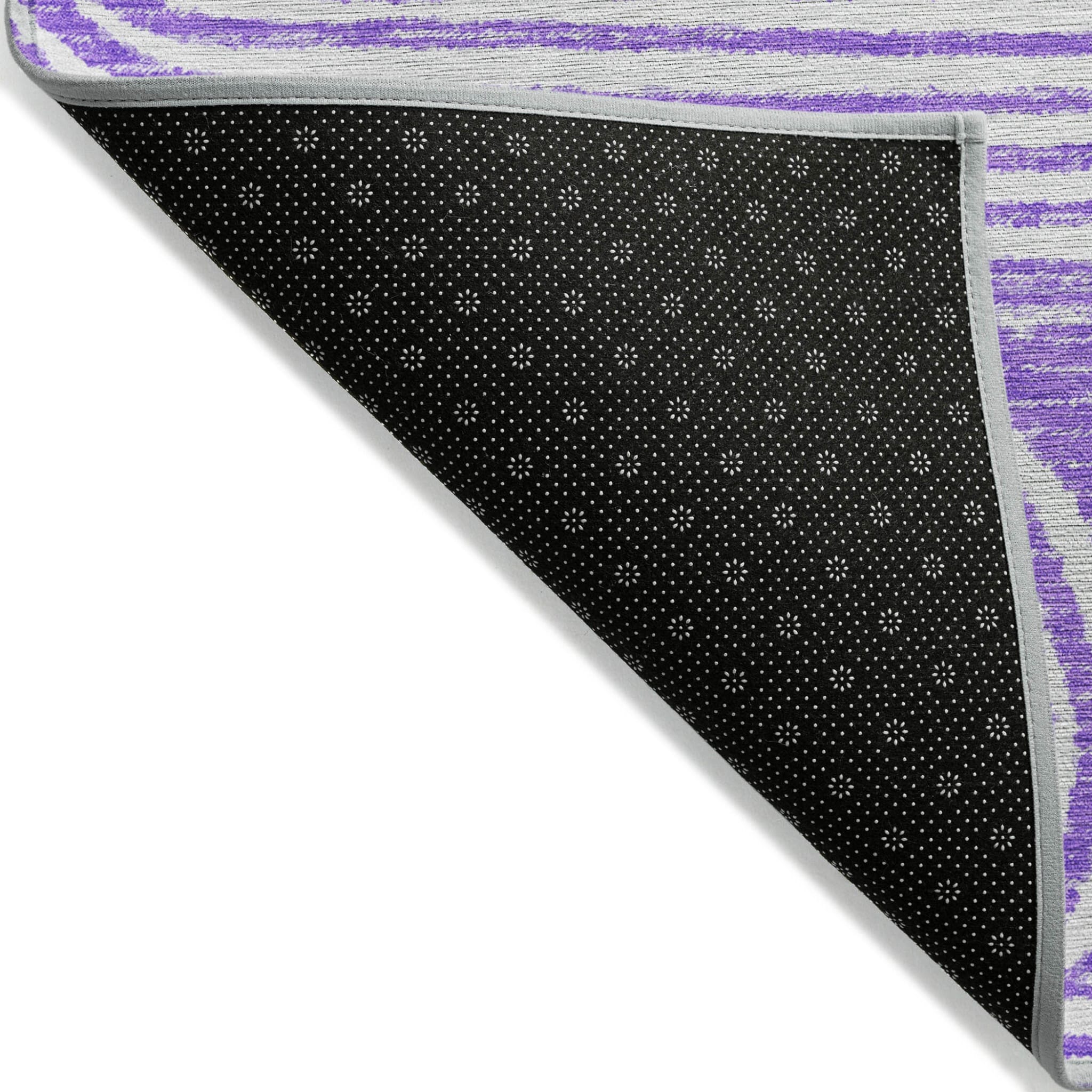 2' X 3' Purple and White Abstract Washable Non Skid Indoor Outdoor Area Rug