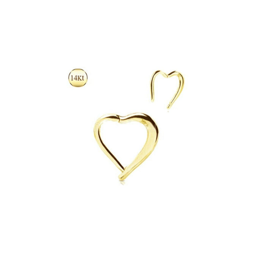 14Kt. Yellow Gold Lovely Heart Seamless Clicker Ring