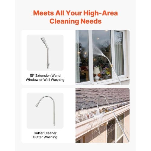 9 FT Pressure Washer Telescoping Wand, 3-Section with Power Washer Extension Wands, 7 Nozzles, Hose Adapter, Support Belt, Storage Bag, 4000 PSI Telescopic Gutter Cleaner for High Cleaning