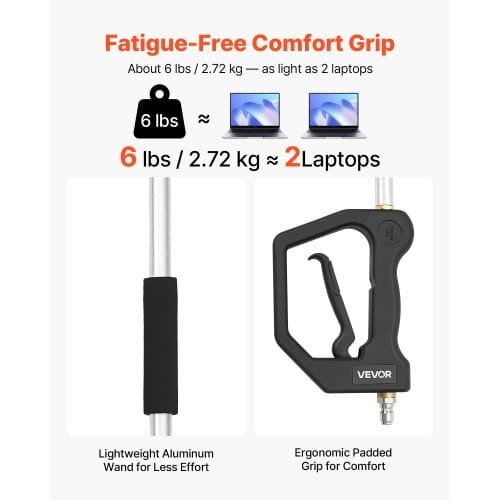 9 FT Pressure Washer Telescoping Wand, 3-Section with Power Washer Extension Wands, 7 Nozzles, Hose Adapter, Support Belt, Storage Bag, 4000 PSI Telescopic Gutter Cleaner for High Cleaning
