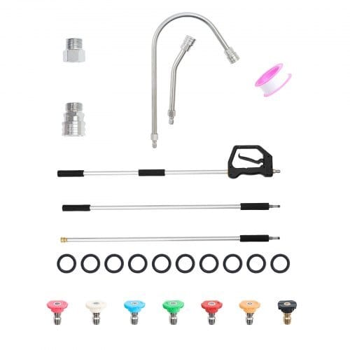 9 FT Pressure Washer Telescoping Wand, 3-Section with Power Washer Extension Wands, 7 Nozzles, Hose Adapter, Support Belt, Storage Bag, 4000 PSI Telescopic Gutter Cleaner for High Cleaning