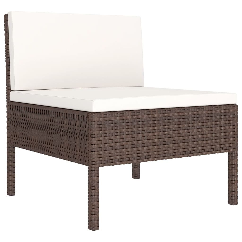 12 Piece Patio Lounge Set with Cushions Poly Rattan Brown