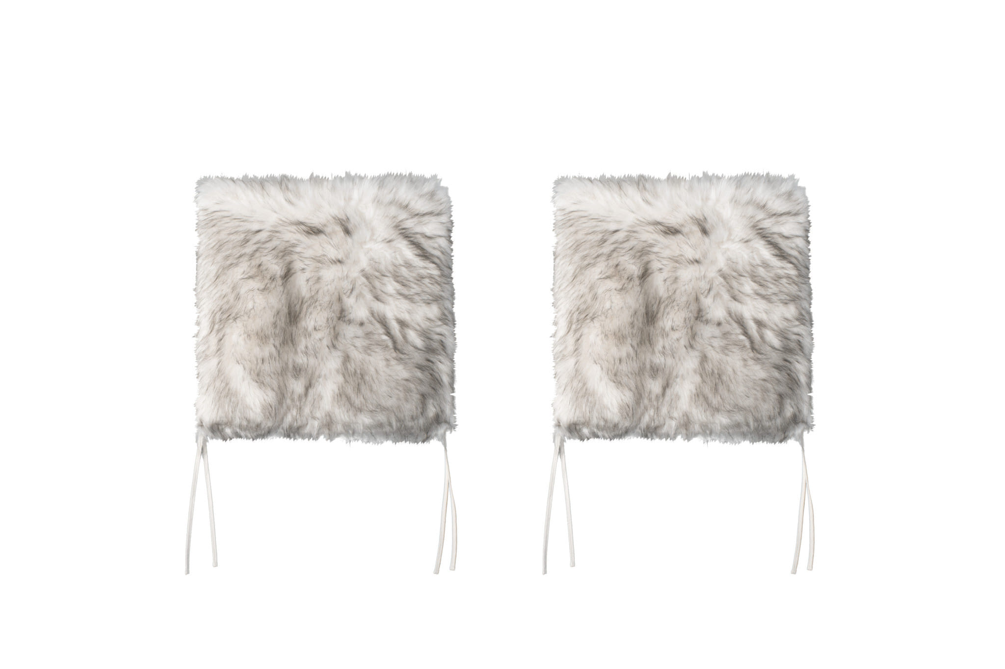 Set Of Two 17" X 17" Ombre Grey Faux Fur Dining Chair Cushion Pads