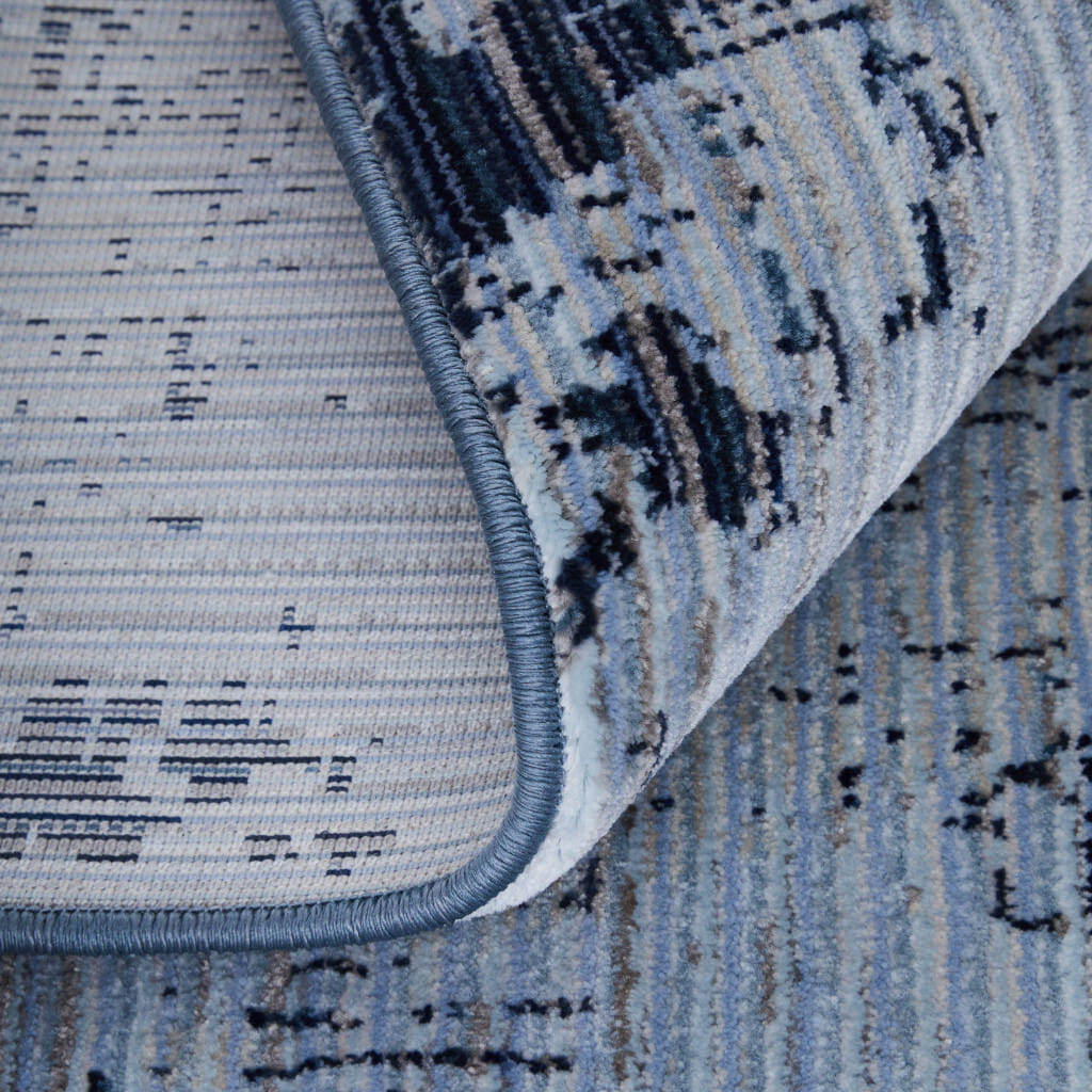 2' X 3' Light Blue and Black Abstract Power Loom Area Rug