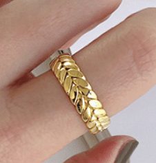 Fashion Wheat Twisted Pattern 925 Sterling Silver Adjustable Ring