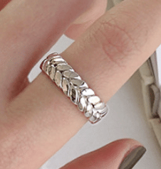 Fashion Wheat Twisted Pattern 925 Sterling Silver Adjustable Ring
