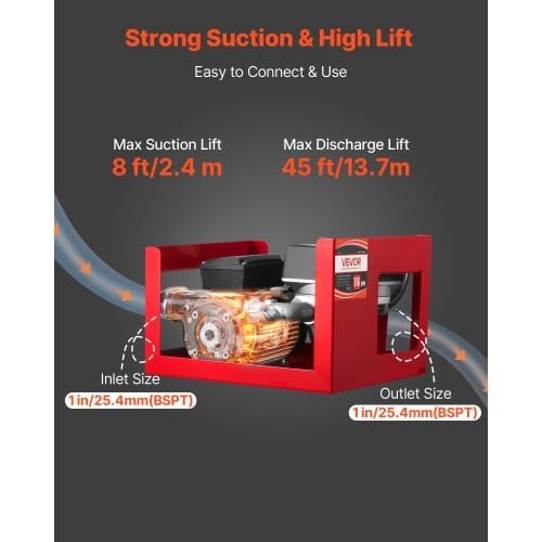 Fuel Transfer Pump 110V, 16 GPM 60 L/min, AC Electric Oil Transfer Pump for Diesel Kerosene Biodiesel, with Meter, Auto Fuel Nozzle & 2 Hoses, 45 ft/13.7 m Lift, for Vehicles, Construction Sites