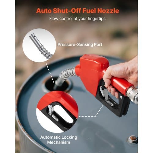 Fuel Transfer Pump 110V, 16 GPM 60 L/min, AC Electric Oil Transfer Pump for Diesel Kerosene Biodiesel, with Meter, Auto Fuel Nozzle & 2 Hoses, 45 ft/13.7 m Lift, for Vehicles, Construction Sites