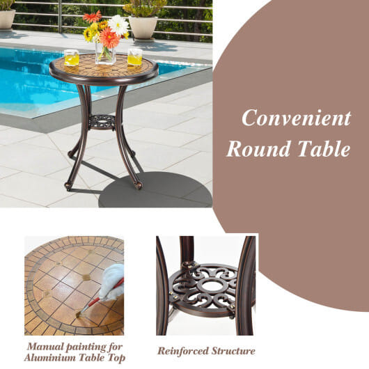 3-Piece All-Weather Cast Aluminum Patio Bistro Set-Copper