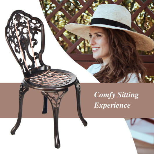 3-Piece All-Weather Cast Aluminum Patio Bistro Set-Copper
