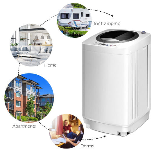 Costway Portable 7.7 lbs Automatic Laundry Washing Machine with Drain Pump - Color: White
