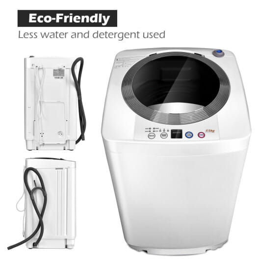 Costway Portable 7.7 lbs Automatic Laundry Washing Machine with Drain Pump - Color: White