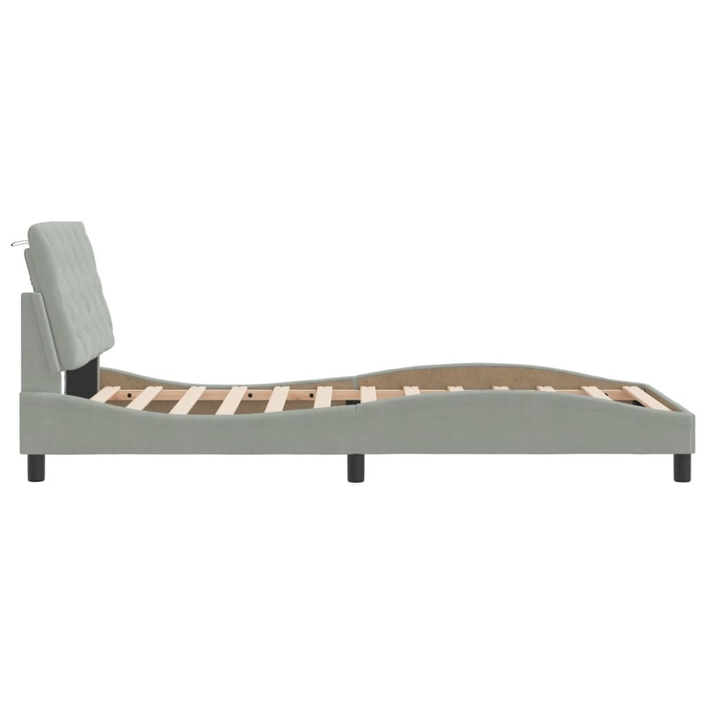 Bed Frame without Mattress Light Gray 39.4"x79.9" Velvet