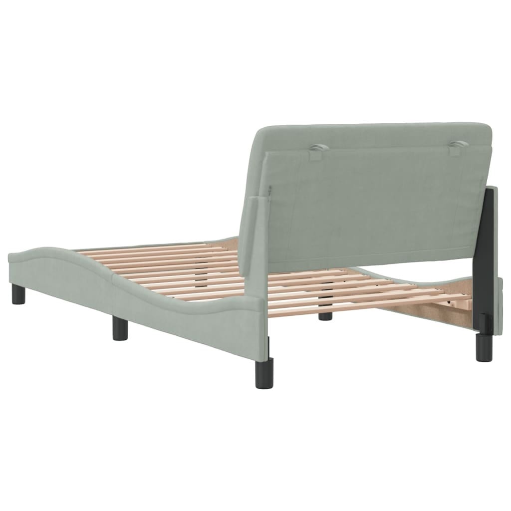 Bed Frame without Mattress Light Gray 39.4"x79.9" Velvet