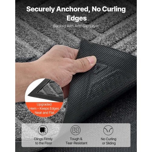 Front Door Mat, 61.5 x 36 in Commercial Floor Mat for Indoor and Outdoor, Modern Stylish Carpet with TPE Backing, Heavy Duty Washable Entry Industrial Rug for Hallway, Balcony, Garage, Grey