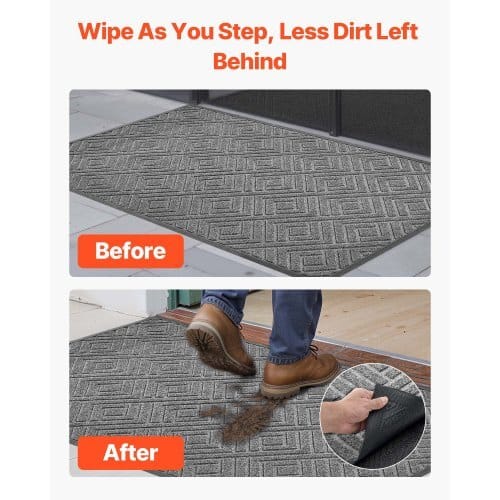Front Door Mat, 61.5 x 36 in Commercial Floor Mat for Indoor and Outdoor, Modern Stylish Carpet with TPE Backing, Heavy Duty Washable Entry Industrial Rug for Hallway, Balcony, Garage, Grey