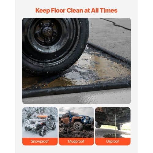 Containment Mat, 7 ft 9 in x 18 ft, Non-Slip PVC Garage Floor Mat with a Cleaning Squeegee, Heavy Duty Durable Waterproof Containment Protection from Snow, Rain and Mud for Cars Parking, Black