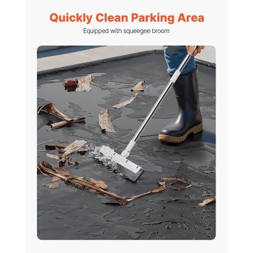 Containment Mat, 7 ft 9 in x 18 ft, Non-Slip PVC Garage Floor Mat with a Cleaning Squeegee, Heavy Duty Durable Waterproof Containment Protection from Snow, Rain and Mud for Cars Parking, Black