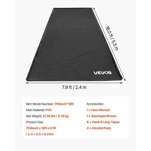 Containment Mat, 7 ft 9 in x 18 ft, Non-Slip PVC Garage Floor Mat with a Cleaning Squeegee, Heavy Duty Durable Waterproof Containment Protection from Snow, Rain and Mud for Cars Parking, Black
