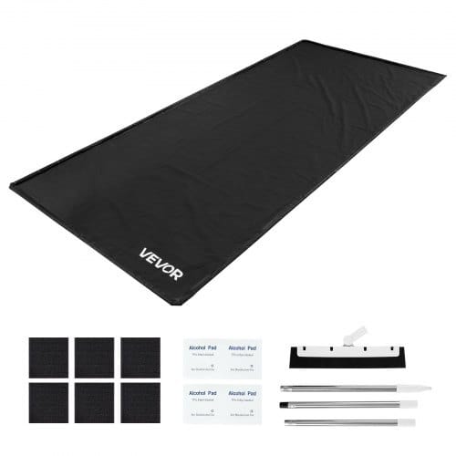 Containment Mat, 7 ft 9 in x 18 ft, Non-Slip PVC Garage Floor Mat with a Cleaning Squeegee, Heavy Duty Durable Waterproof Containment Protection from Snow, Rain and Mud for Cars Parking, Black