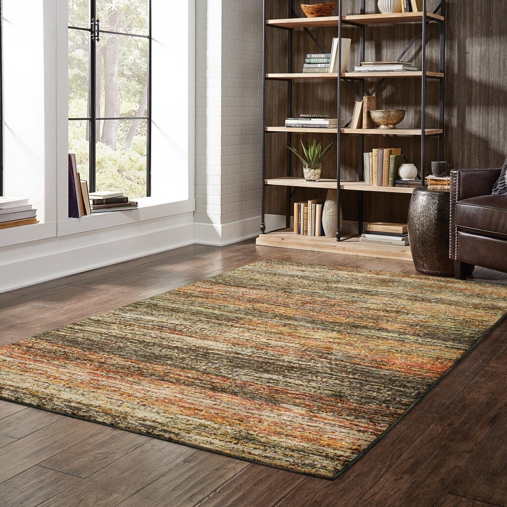 6' X 9' Gold And Slate Abstract Indoor Area Rug