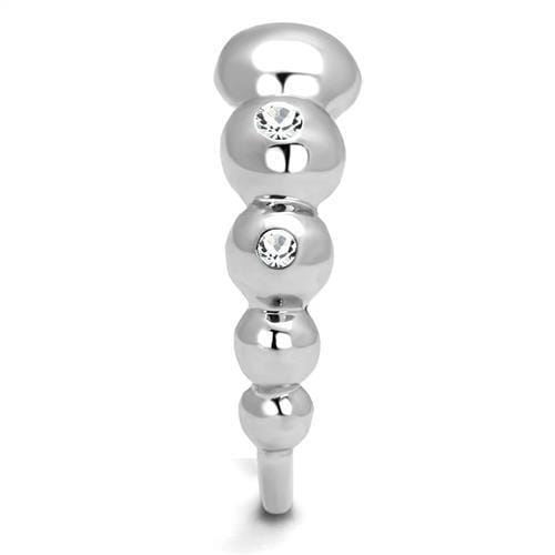 TK3087 - High polished (no plating) Stainless Steel Ring with AAA Grade CZ in Clear