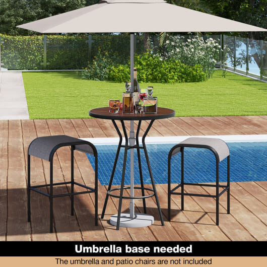 28 Inches Outdoor Bar Table with Wood-Like Tabletop for Backyard Garden - Color: Natural