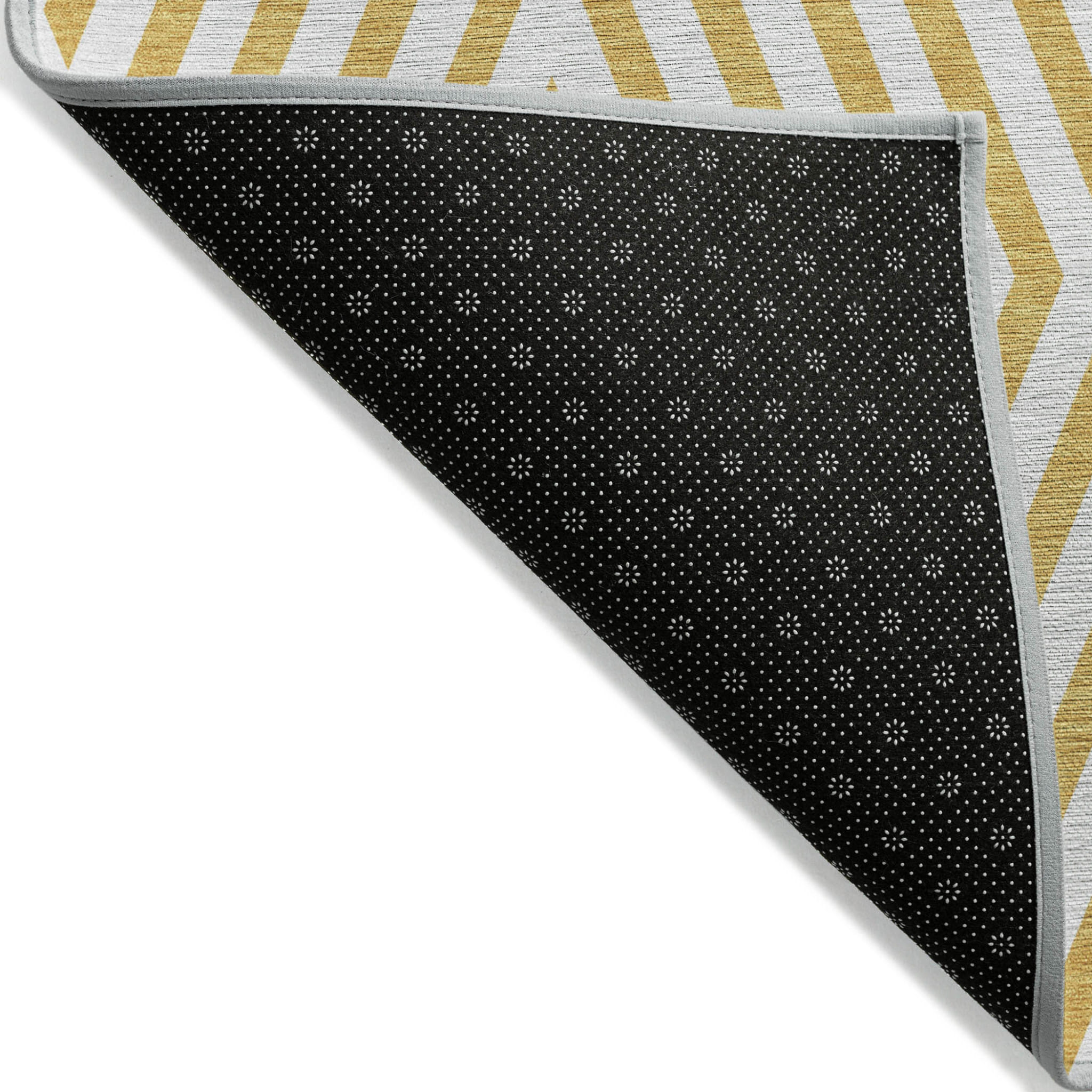 2' X 3' Gold and White Geometric Washable Non Skid Indoor Outdoor Area Rug