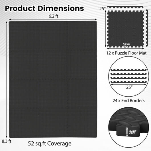 Inflation Free Boxing Set and 12Pcs 1/2" Puzzle Exercise Mat
