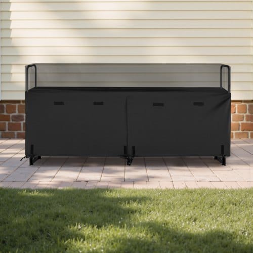 Firewood Rack with Waterproof Cover, 8 ft Outdoor Firewood Holder, 1/2 Cord Storage Metal Log Holder, 660lb Max Weight Capacity, Top Covered, Powder-Coated Wood Storage Rack for Fireplace Deck