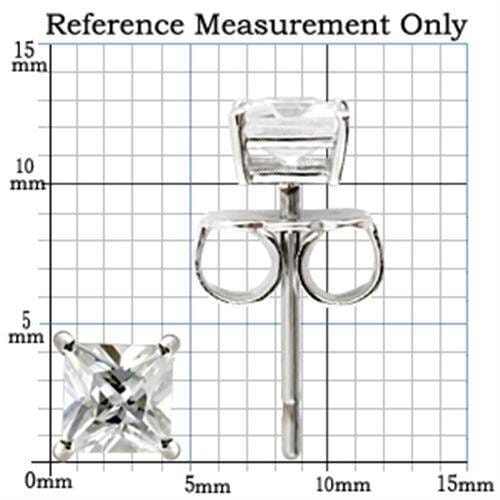 0W158 - Rhodium 925 Sterling Silver Earrings with AAA Grade CZ in Clear