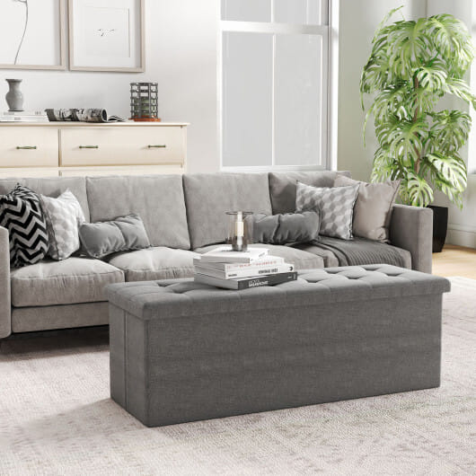 Costway Fabric Folding Storage with Divider Bed End Bench-Dark Gray