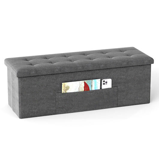 Costway Fabric Folding Storage with Divider Bed End Bench-Dark Gray