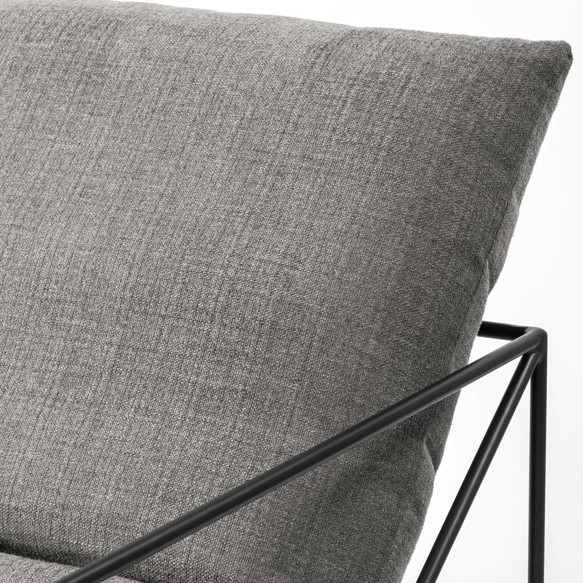 30" Gray And Black Linen Lounge Chair