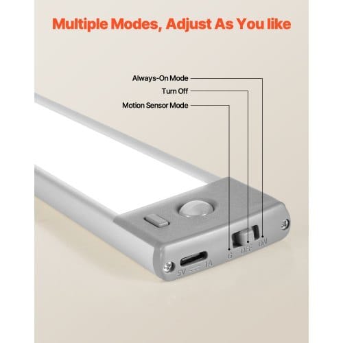 Under Cabinet Lighting, 2 PCS, 40 LED Motion Sensor Lights, Rechargeable Battery Operated Closet Lights, Wireless Under Counter Light for Cabinets, Bookshelf, Stair, Hallway
