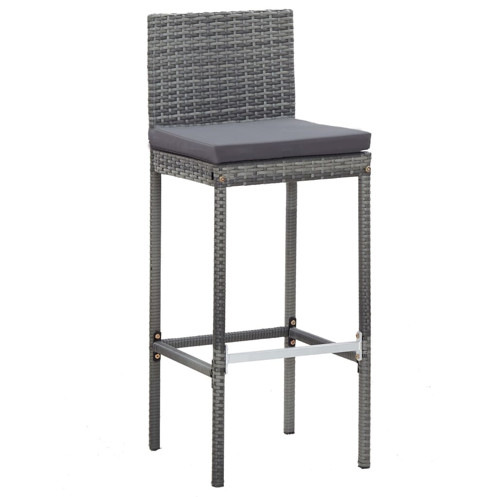 5 Piece Patio Bar Set Poly Rattan and Acacia Wood Gray