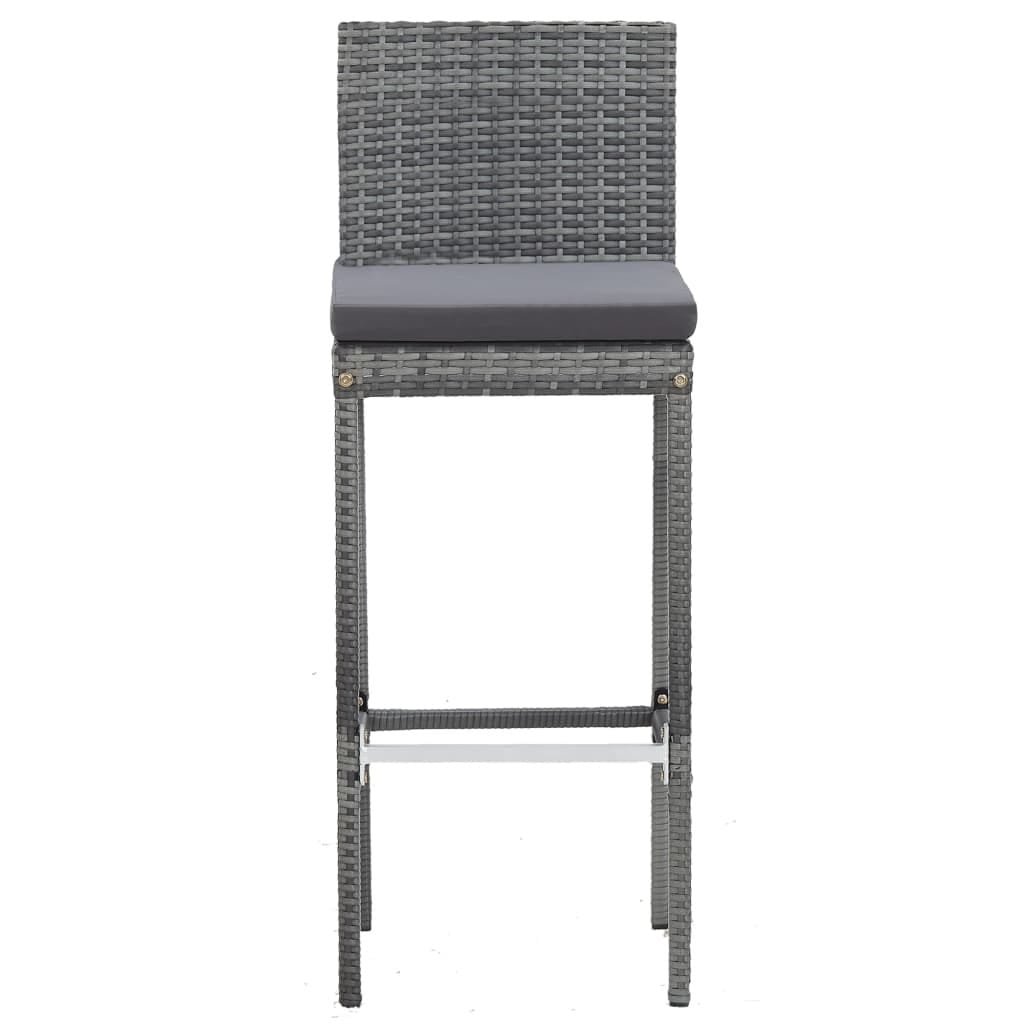 5 Piece Patio Bar Set Poly Rattan and Acacia Wood Gray