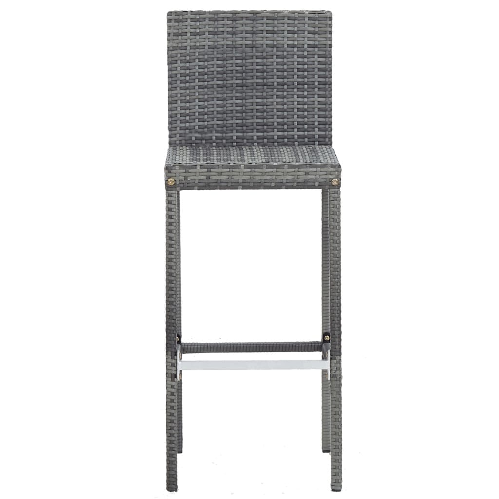 5 Piece Patio Bar Set Poly Rattan and Acacia Wood Gray