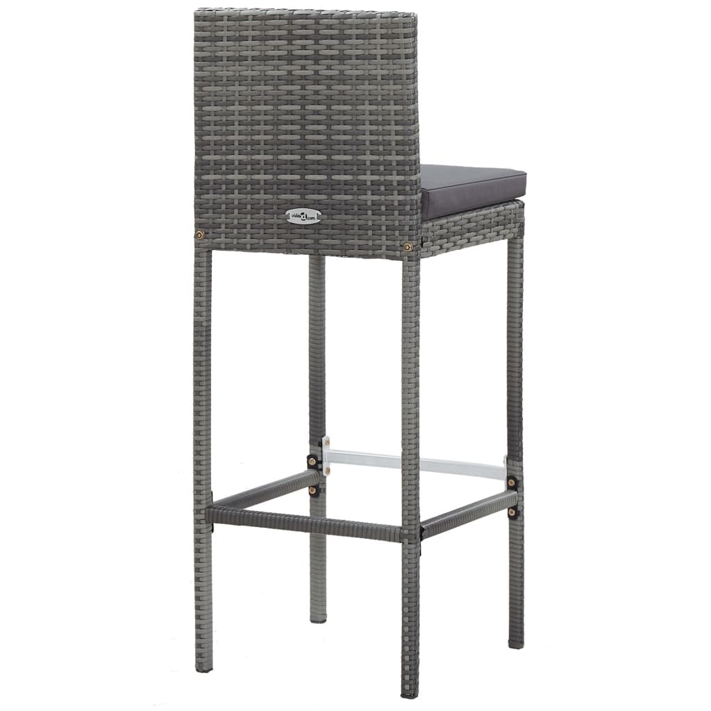 5 Piece Patio Bar Set Poly Rattan and Acacia Wood Gray