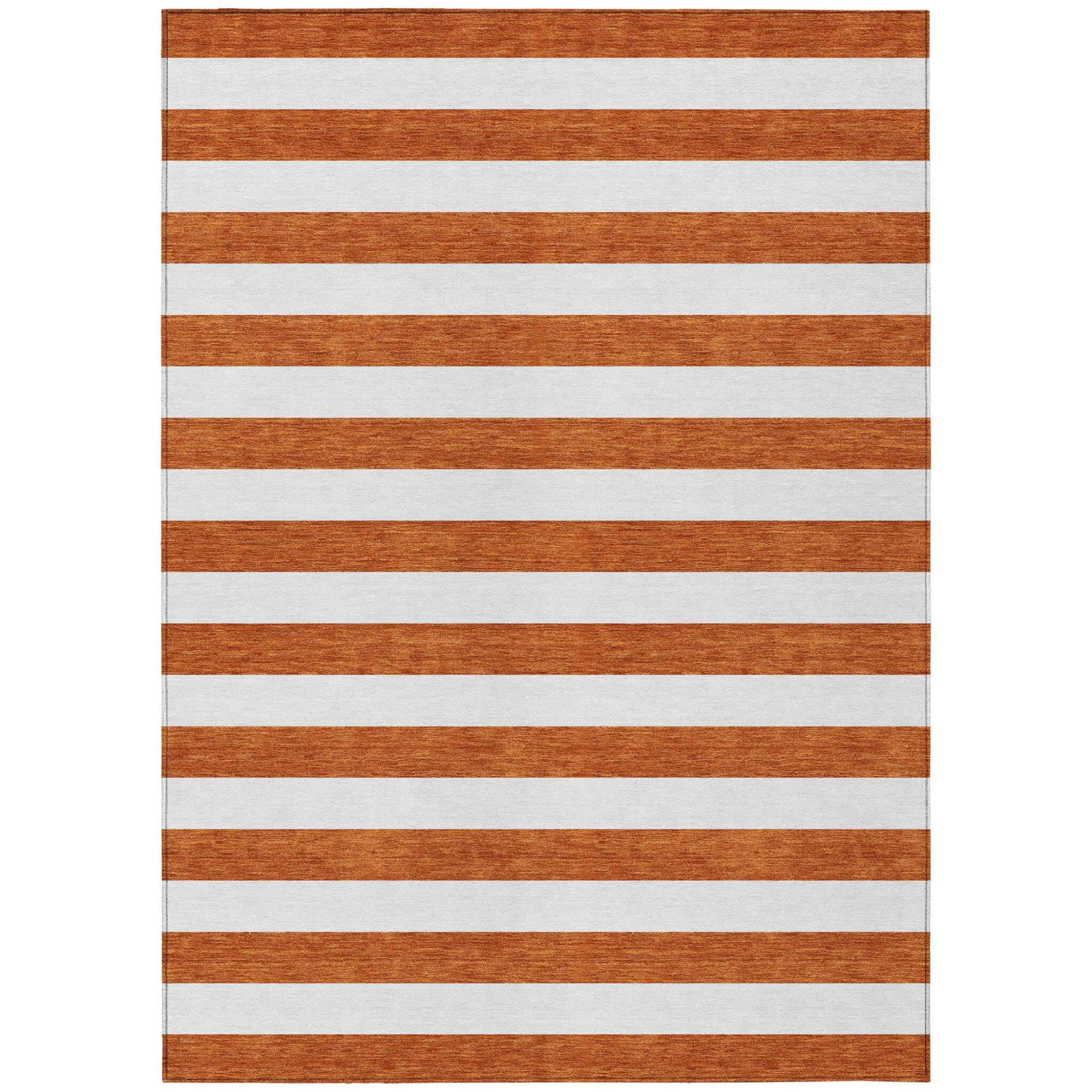 8' X 10' Orange Striped Washable Non Skid Indoor Outdoor Area Rug