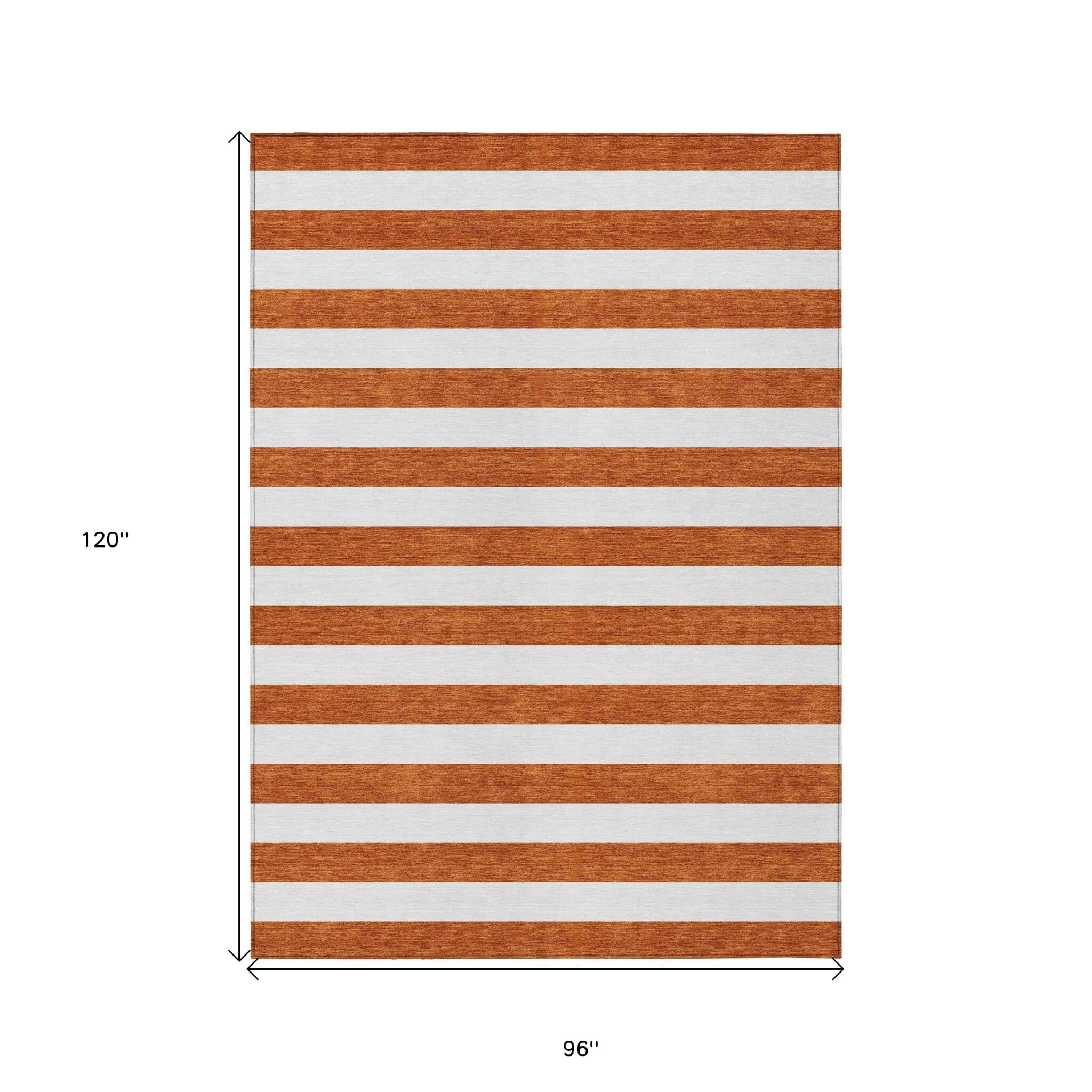 8' X 10' Orange Striped Washable Non Skid Indoor Outdoor Area Rug