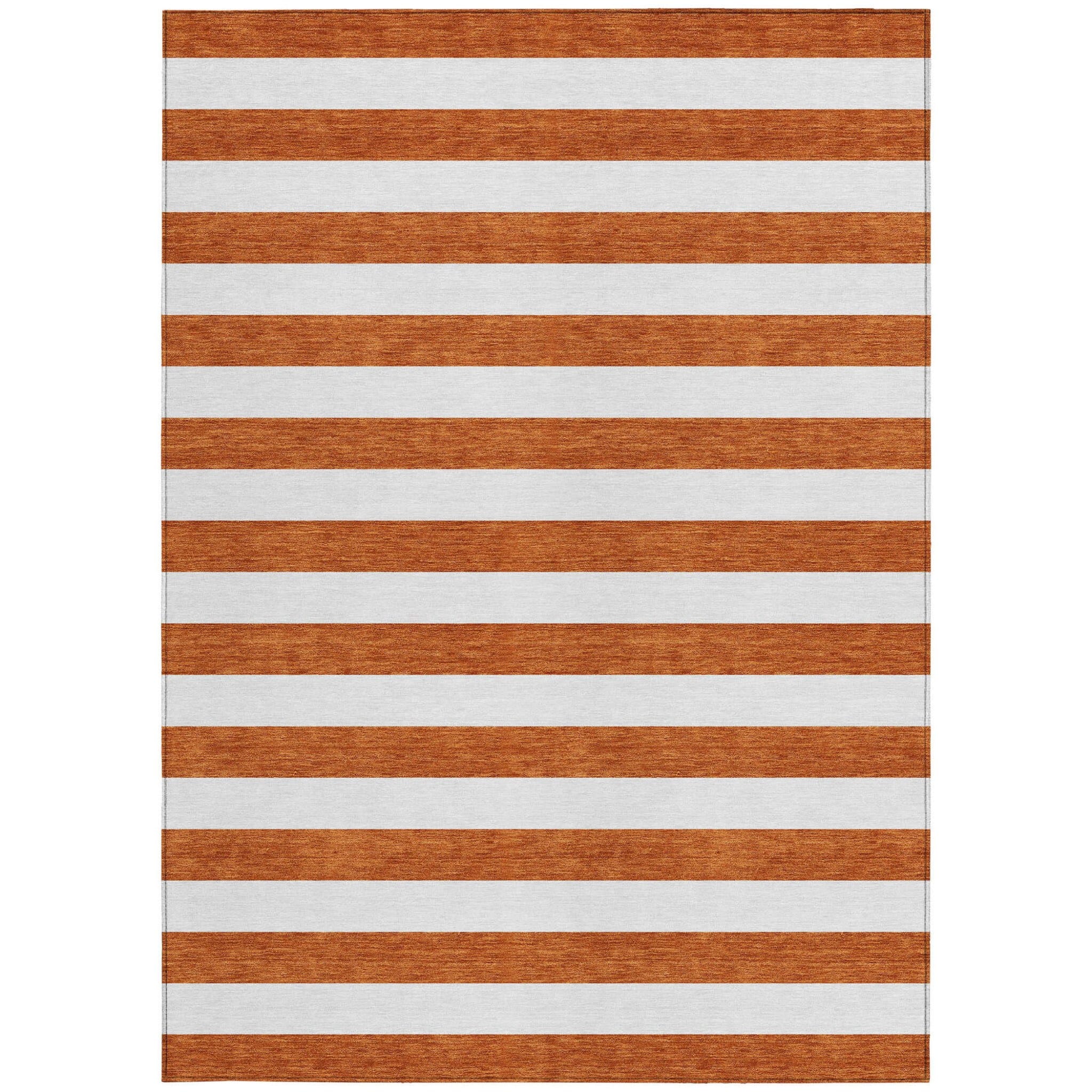 8' X 10' Orange Striped Washable Non Skid Indoor Outdoor Area Rug