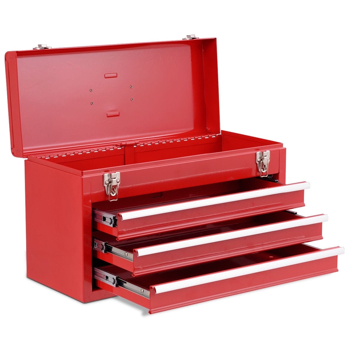 Portable Garage Mechanic Tool Cabinet Box with 3 Drawers-Red - Color: Red