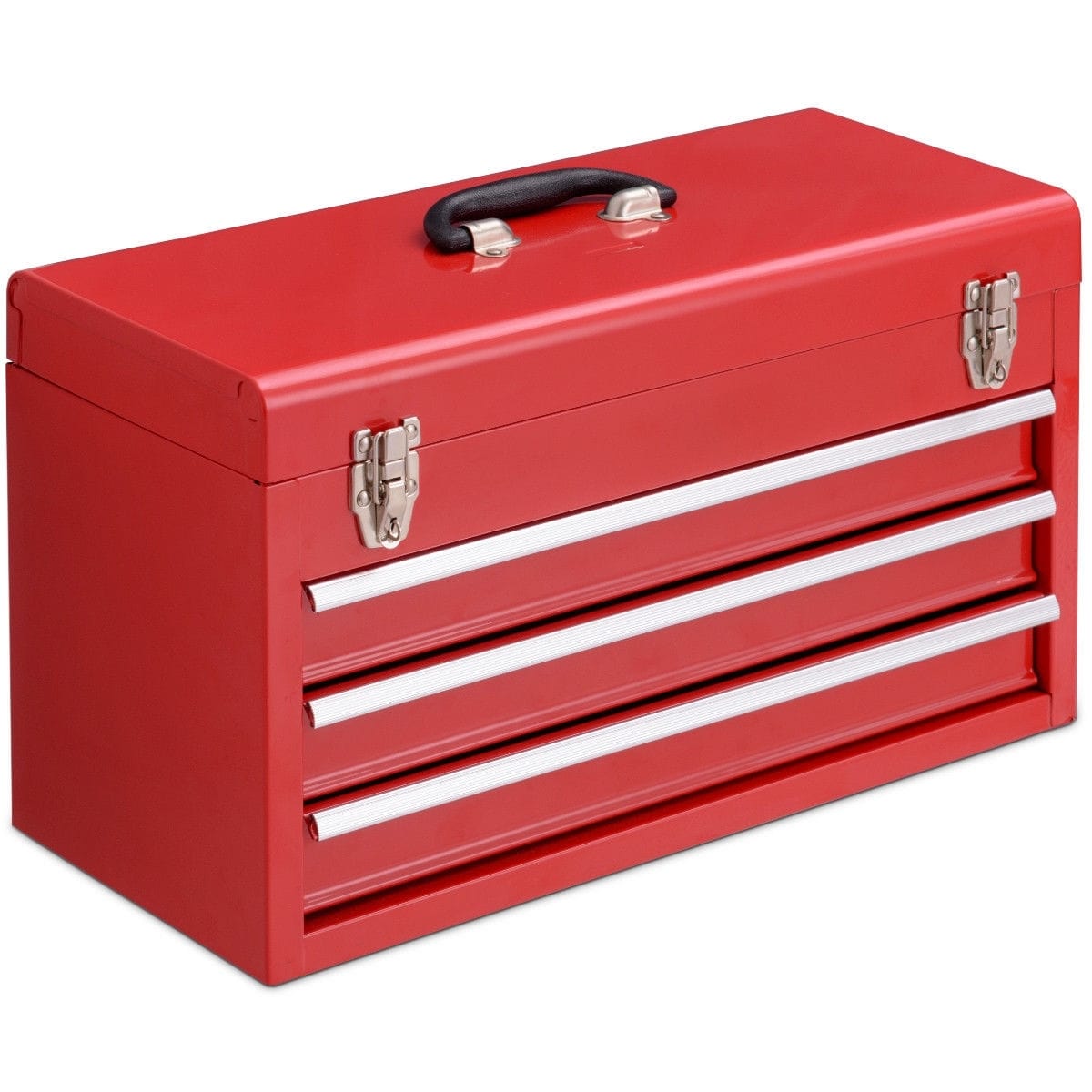 Portable Garage Mechanic Tool Cabinet Box with 3 Drawers-Red - Color: Red