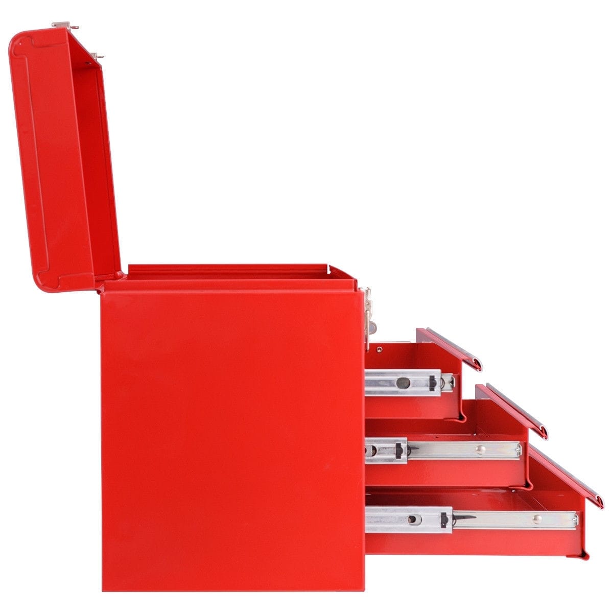 Portable Garage Mechanic Tool Cabinet Box with 3 Drawers-Red - Color: Red