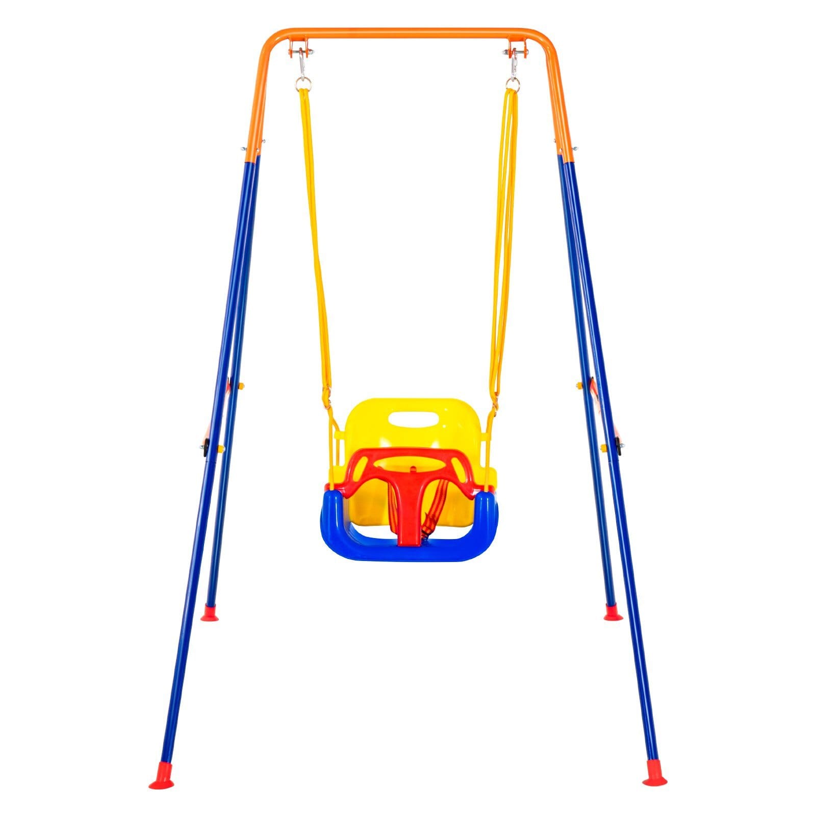 Swing Sets for Backyard, 3-in-1 Toddler Swing Set with 4 Sandbags, Foldable Metal Stand, Easy to Assemble, Swingset Indoor/Outdoor for Kids 3-6 Years, Youth 6-10 Years and Teenagers 10+