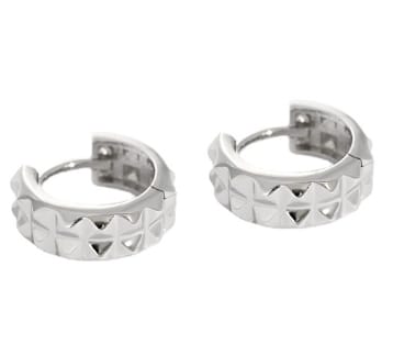 Simple Gear Circle 925 Sterling Silver Huggie Hoop Earrings