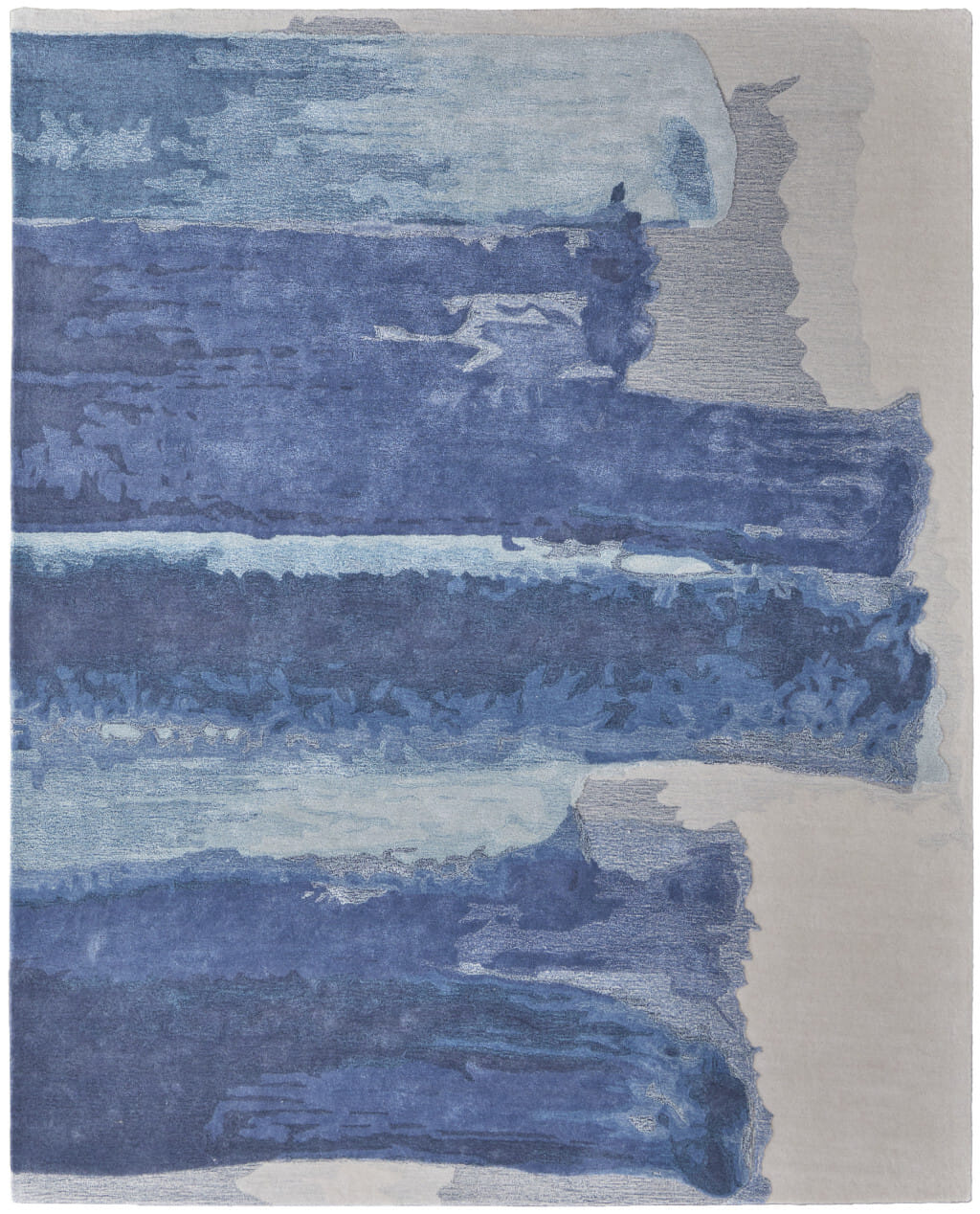 9' X 12' Blue and Ivory Abstract Hand Tufted Area Rug