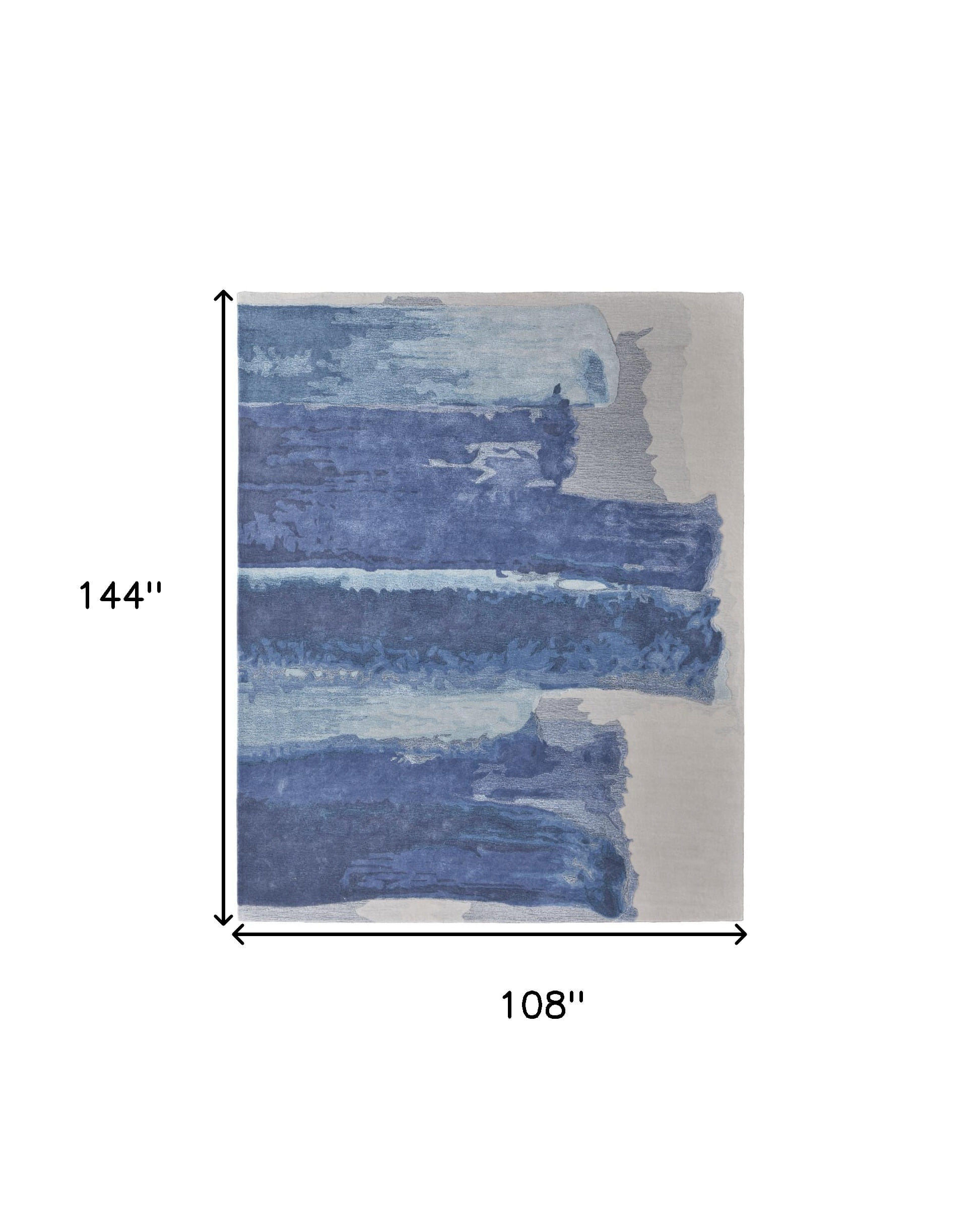 9' X 12' Blue and Ivory Abstract Hand Tufted Area Rug